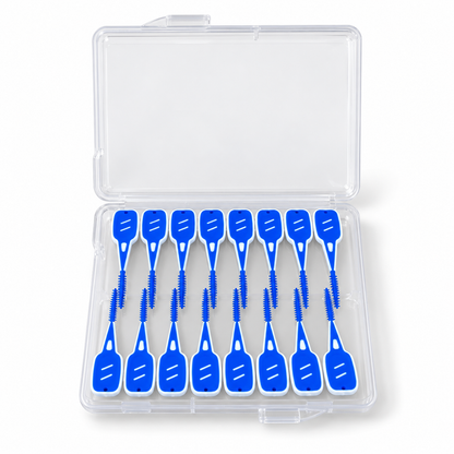 OralIQ Silicone Interdental Brushes – Straight (16 Pack) — three-quarter product view on white