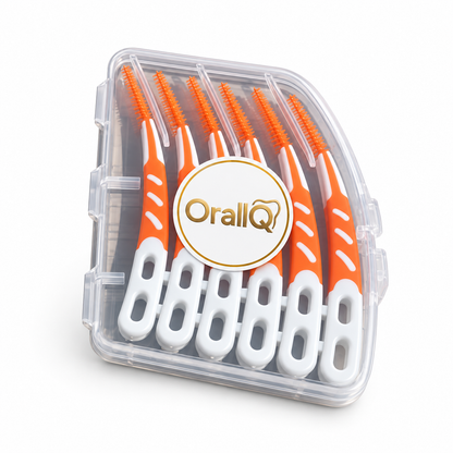 OralIQ Silicone Interdental Brushes – Curved (12 Pack) — packaging view on white