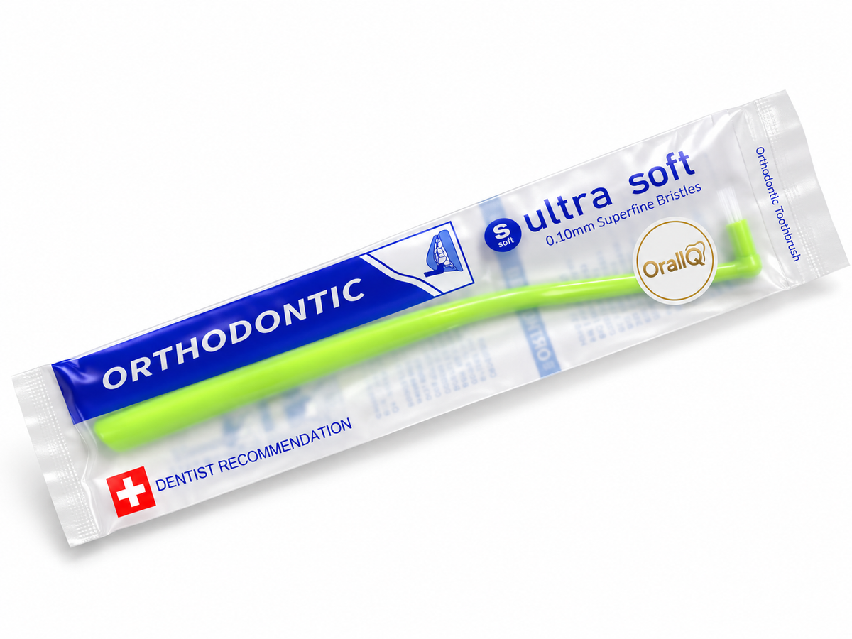 OralIQ Orthodontic Interspace Tuft Brush — packaging view on white